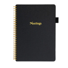 Notizbuch für Arbeitsbesprechungen – Schwarz, 180 x 255 mm, über 60 Seiten