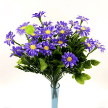 Buquê artificial de margaridas roxas - Plástico, 30cm