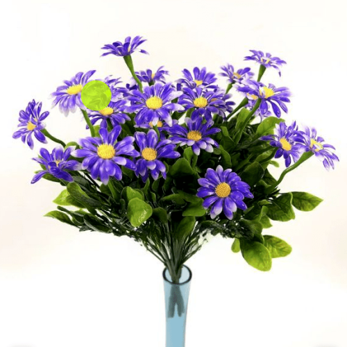 Buquê artificial de margaridas roxas - Plástico, 30cm