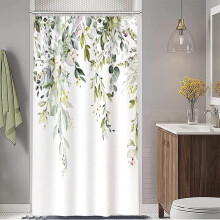 Cortina de chuveiro verde sálvia com estampa de eucalipto, 91 x 183 cm (36 x 72 polegadas).