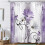 Cortina de chuveiro floral com margaridas roxas, 178 x 178 cm (70 x 70 polegadas) 1