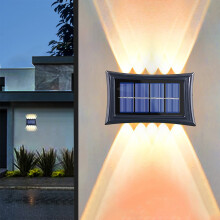 Conjunto de 2 luminárias solares de parede para exterior, pretas, IP65