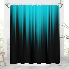 Cortina de chuveiro degradê em tons de azul-petróleo e preto, 60x72