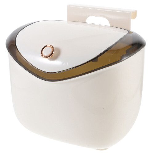 Coș de gunoi din plastic alb, suspendat, cu capac, 7 l