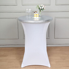 Silverfärgat spandex cocktailbordsöverdrag