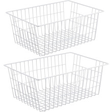 Cesta de almacenamiento de alambre con asas, de metal, paquete de 2