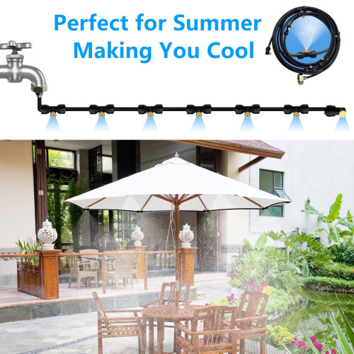 26ft Outdoor Misting System UV-Resistant Hose with 15 1
