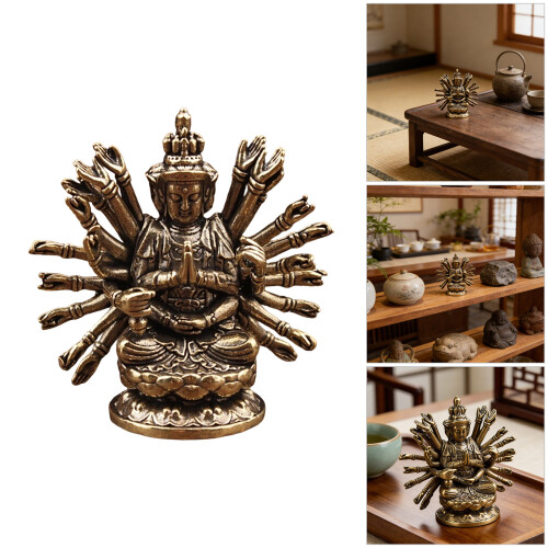 Antike Messing-Tausendhand-Guanyin-Statue, heiliges-2 Stück 2