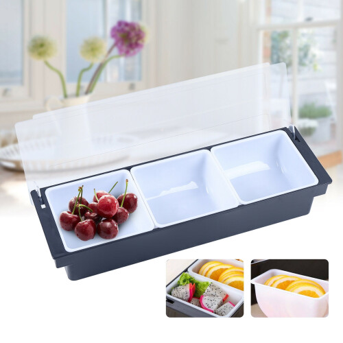 Contenitore per frutta e condimenti in ABS con coperchio e vassoio a 3 scomparti 1