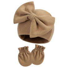 (Khaki) 2-Pieces Infant Skull Hat & Mittens Baby Hospital Hat Scratchproof Gloves for Infant 0-3-6Month Baby Accessories  Lake blue