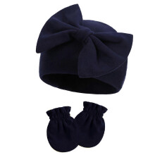 (Dark blue) 2-Pieces Infant Skull Hat & Mittens Baby Hospital Hat Scratchproof Gloves for Infant 0-3-6Month Baby Accessories  Lake blue