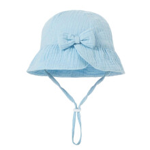 (Sky Blue) Infants Fisherman Hat with Cute Cartoon Print, Infant Toddlers Basin Caps Breathable Bowknot Bucket Hat Gift for Girls Sky Blue