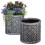 Strata 2 Small Round Lazio Planter Grey Lattice Plastic 32cm 1