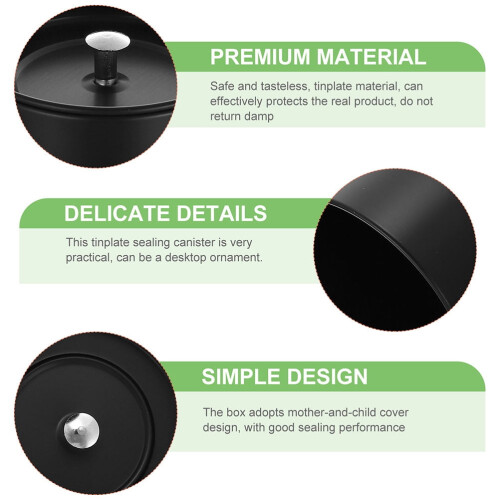 Black Tinplate Tea Canister with Lid – 2 Pack 1