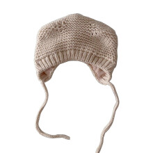 (Beige) Cute Cat Ear Knitted Hat for Babies Infant Ear Protections Hat Cartoon Warm Bonnet Photo Props Shower Gift for Boys Girl Pink