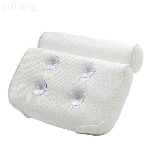 Bathtub head and neck support pillow, breathable 3D mesh bath pillow with suction cup