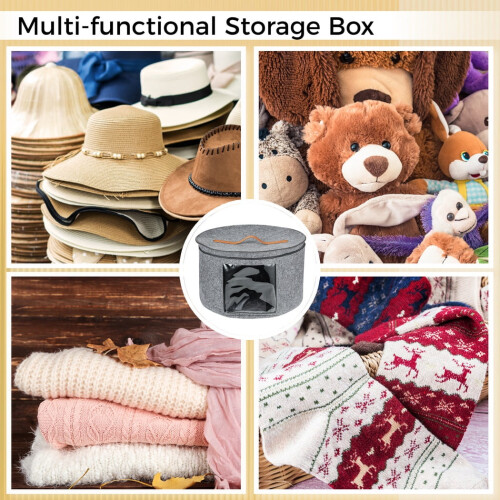 Grey Felt Hat Storage Box 43 x 26 cm 1
