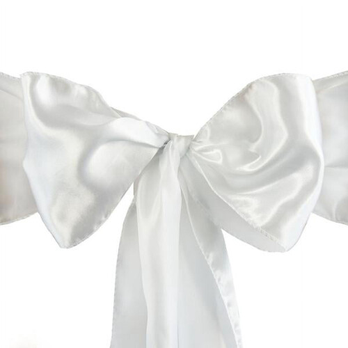 Satin Chair Sashes – 5 pcs, 6" x 106", White 2