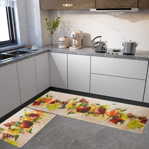 Vintage Fruit Kitchen Rugs Set of 2 1