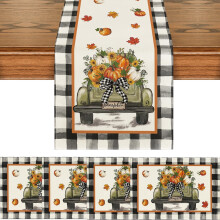 Sets de table Ă carreaux Buffalo pour l'automne, 30 x 45 cm, lot de 4.