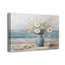 Ozeanblaues Blumen-Wandbild mit Vase, 45,7 x 30,5 cm