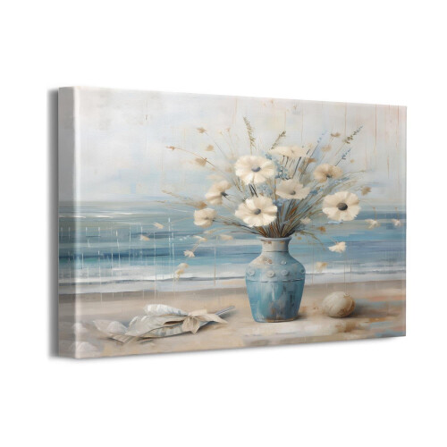 Vaso decorativo de parede com estampa floral azul oceano, 45,7 x 30,5 cm (18 x 12 polegadas)