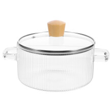 Clear Glass Stockpot with Lid and Double Handles