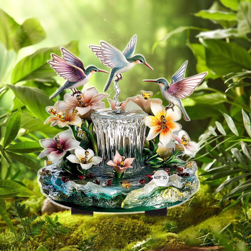 Hagefugl- og blomsterstatue utendørsdekor