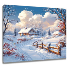 Quadro de Natal de Inverno em Tela 30x30cm