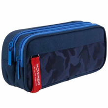 Estojo de lápis multicamadas em nylon com zíper duplo