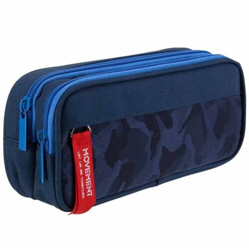 Estojo de lápis multicamadas em nylon com zíper duplo