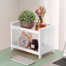Prateleira de mesa de 2 níveis para armazenamento de cosméticos e especiarias.