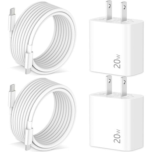 Γρήγορος φορτιστής USB-C 20W, 2 τεμάχια με καλώδιο 6 ποδιών