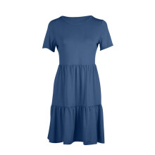 Womens Short Sleeve Dress Round Neck A Line Soft-dark green M