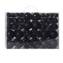 Black Christmas Baubles Set – 100 Pcs Plastic Ornamental