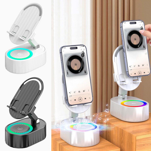 Caixa de som Bluetooth 5 em 1 com carregador sem fio e suporte.