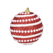 Parelmoer gedraaid schuim kerstornament rood 3,1 inch