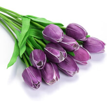 10 darabos rózsaszín műtulipán, valódi tapintású latexből, 34 cm