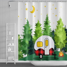 Cortina de chuveiro impermeável para camping na floresta, 183 x 213 cm (72 x 84 polegadas).