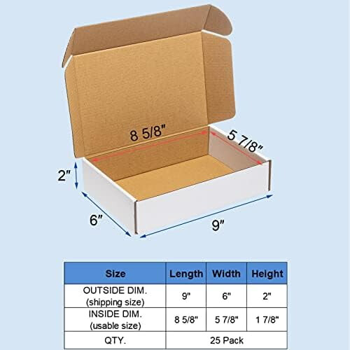 Λευκά κουτιά αποστολής 8x8x4in, 25 τεμάχια 2