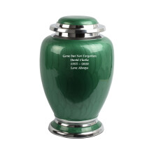 Cremation Urn for Human Ashes Adult Personalised Green Aluminium Memorial Funeral Urn with Engraving
