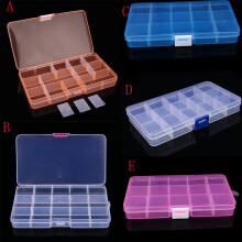 Caja de almacenamiento de joyas de plástico ajustable con 15 compartimentos