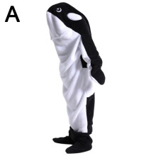 Walvispyjama uit één stuk, polyester, voor volwassenen en kinderen.