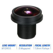 Obiectiv CCTV Fisheye 1.8mm F2.0 180 pentru camere IP IR de 1/2.5"