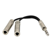 Audioadapterkabel met 1/4" mannelijke naar dubbele 6,35 mm vrouwelijke connector, 20 cm.
