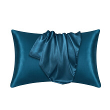 Lot de 2 taies d'oreiller en satin bleu foncé (51 x 76 cm)