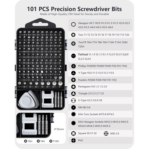 122-teiliges Präzisionsschraubendreher-Set mit 101 magnetischen Bits 1