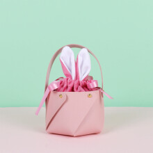 Geschenktasche aus Leder mit Osterhasenohren, rosa