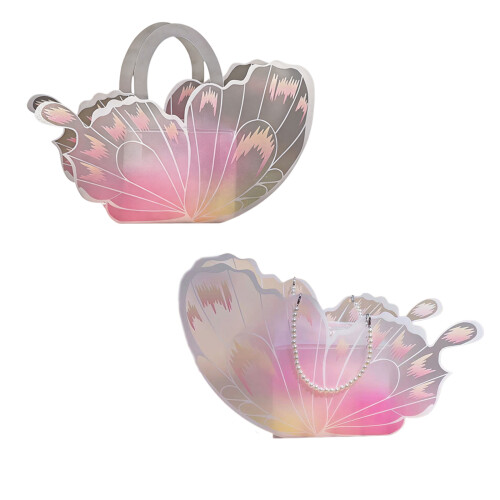 Roze vlinderpatroon taartdozen 5-pack plastic feestartikelen-A 1