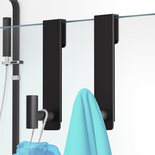 Set Of 2 Modern Black Shower Hook Rustproof Designs For Wet 1